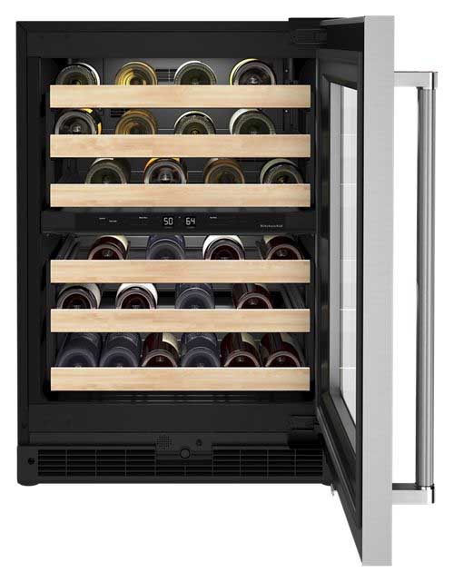 24" Undercounter Wine Cellar with Glass Door and Wood-Front Racks - Image 2