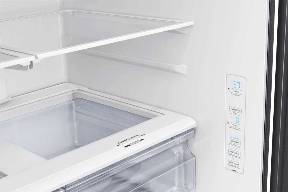 36 Inch French Door Refrigerator with 27 Cu. Ft. Capacity, Filtered Water/Ice Dispenser, All Around Cooling, Adjustable SpillProof Shelves, Door Alarm, Star-K Certified, Energy Star Certified, and ADA Compliant: Fingerprint Resistant Black Stainless Steel - Image 8