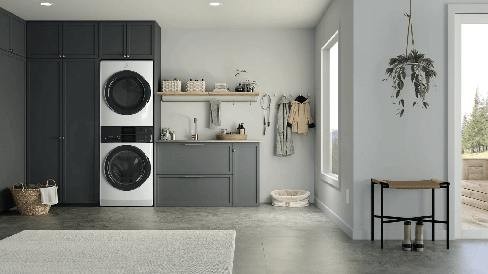 Electrolux ELTE7300AW Laundry Tower, 4.4 Cu. Ft. Front Load Washer and 8 Cu. Ft. Electric Dryer, White