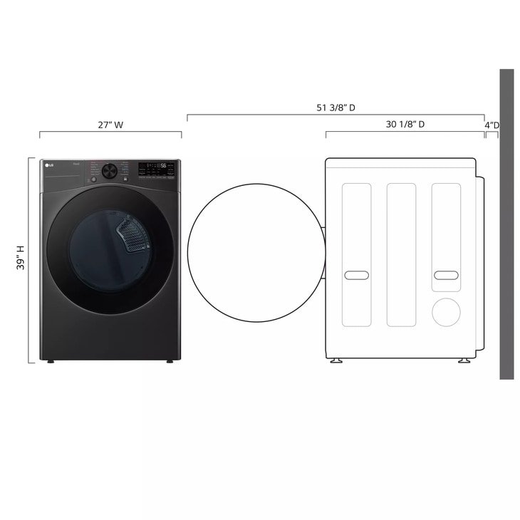 LG DLGX4081B 7.4 Cu. Ft. Ultra Large Capacity Smart Front Load Gas Dryer, Black Steel
