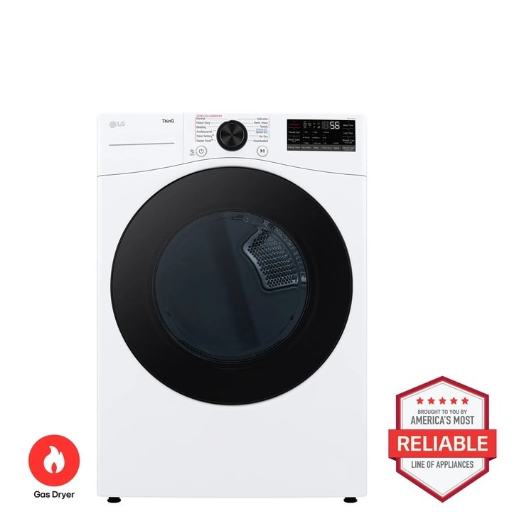 LG DLGX4081W 7.4 Cu. Ft. Ultra Large Capacity Smart Front Load Gas Dryer, White