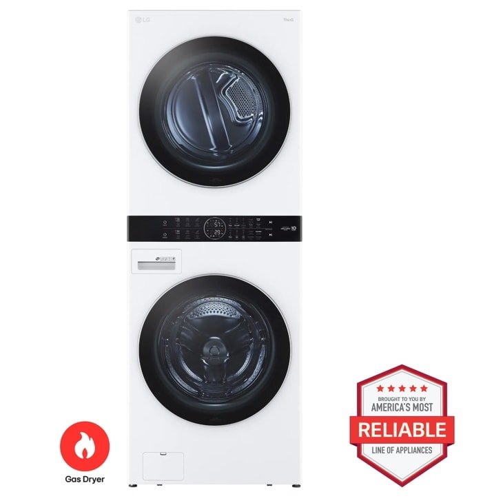 LG WKGX201HWA WashTower with Center Control, 4.5 Cu. Ft. Washer and 7.4 Cu. Ft. Gas Dryer, White