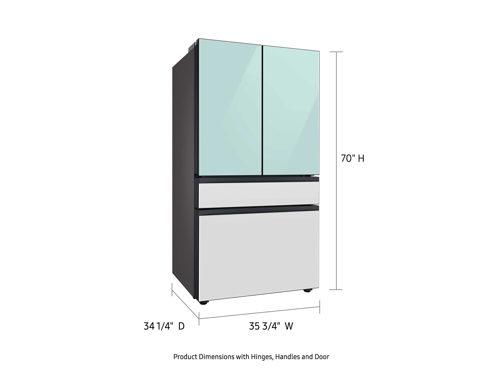 Samsung Bespoke RF29BB86004M 29 Cu. Ft. 4-Door French Door Refrigerator with Beverage Center, Morning Blue and White Glass
