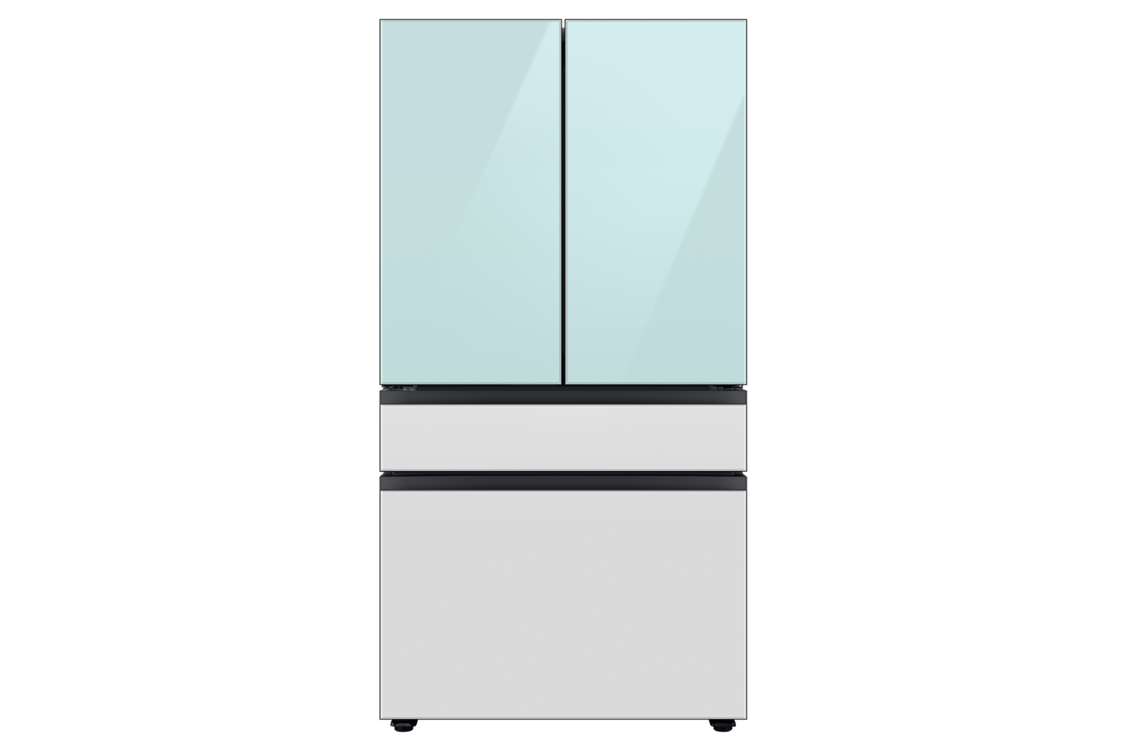 Samsung Bespoke RF29BB86004M 29 Cu. Ft. 4-Door French Door Refrigerator with Beverage Center, Morning Blue and White Glass