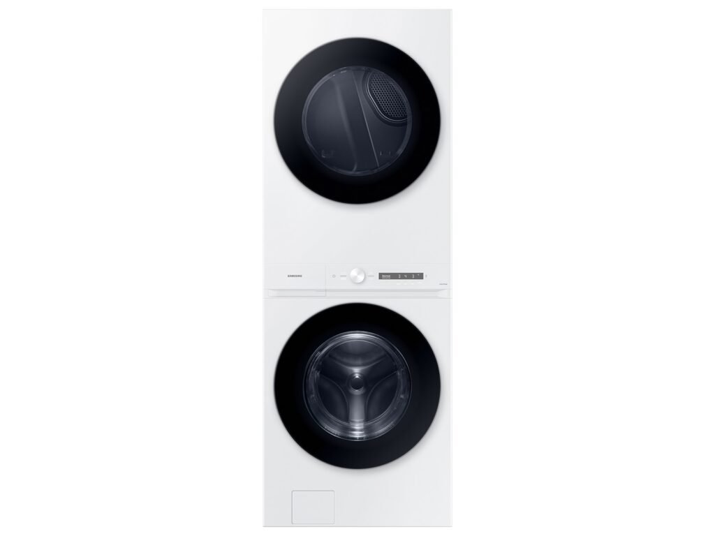 Samsung Bespoke WH46DBH100GW AI Laundry Hub 4.6 Cu. Ft. Washer and 7.6 Cu. Ft. Gas Dryer Single Unit, White